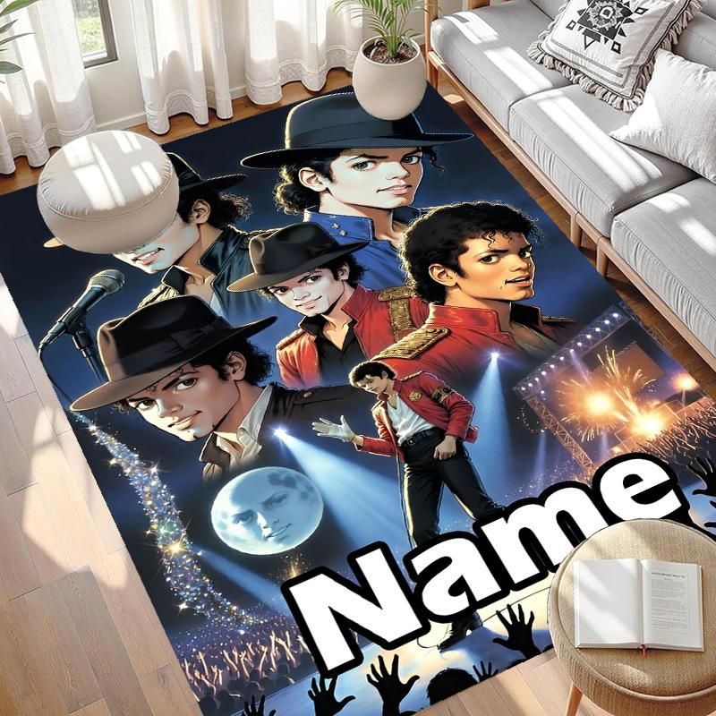 Custom Name Personalized Michael Jackson Print Carpet, Versatile Home Decor Rug, for Playroom, Apartment, Balcony, Entryway, Hallway Gift