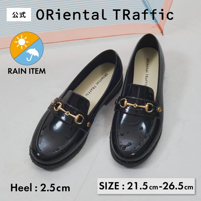 Oriental Traffic Bit Motif PVC Rain Loafers/Women's R-1021BLACK37