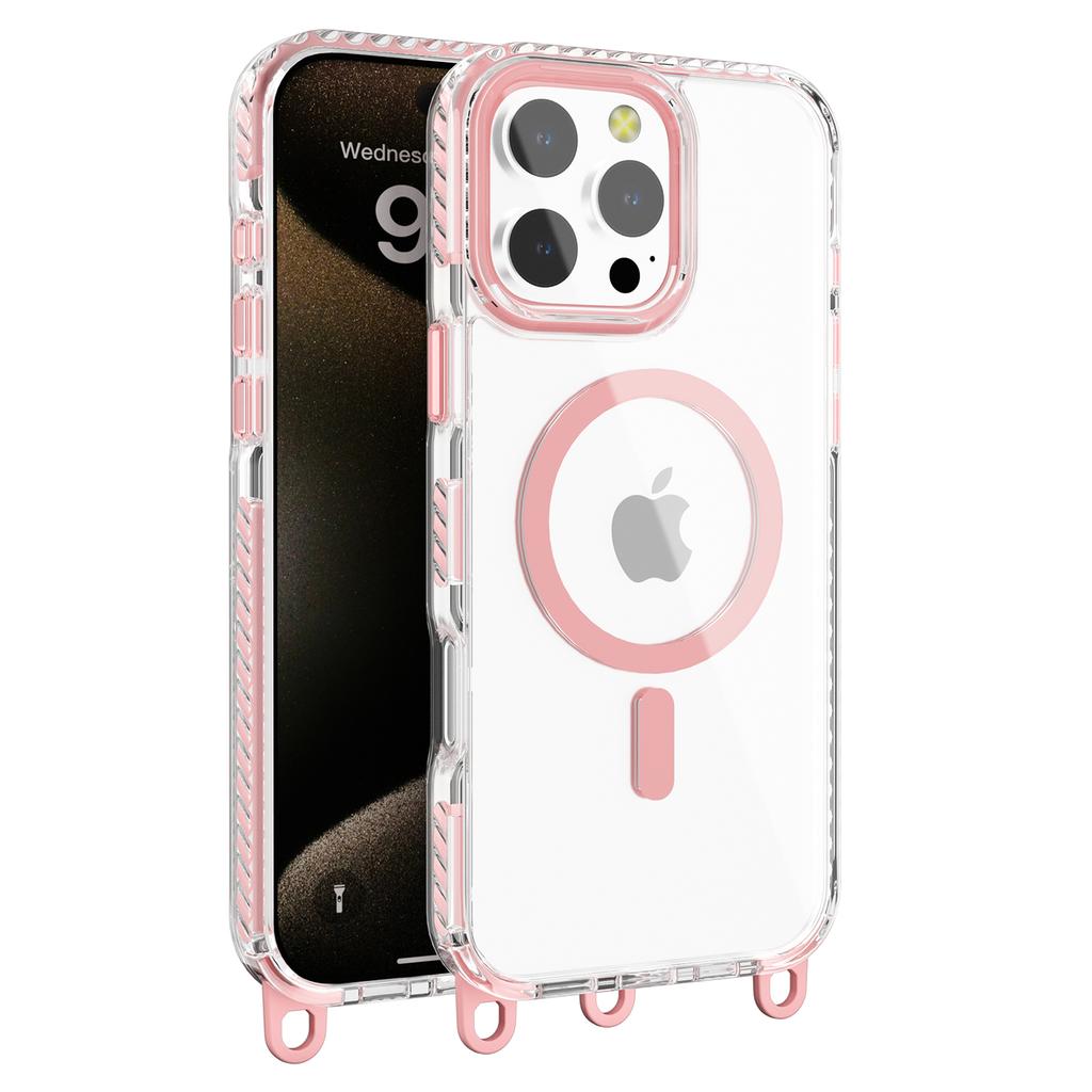 For iPhone 14 Pro Max Magnetic Phone Case Compatible with MagSafe PC+TPU Cover with Lanyard Hole
