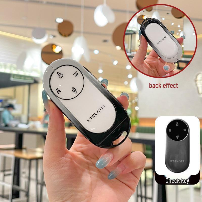 

Premium Black & White Metal Buckle Cover for BAIC Enjoy S9 Car Key Cases