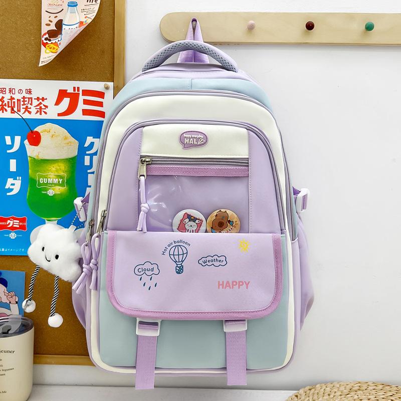 Schoolbag New High-value Multi-layer Small Fresh Junior and High School Student Schoolbag Sweet Versatile Contrasting Color Embroidery Lightweight