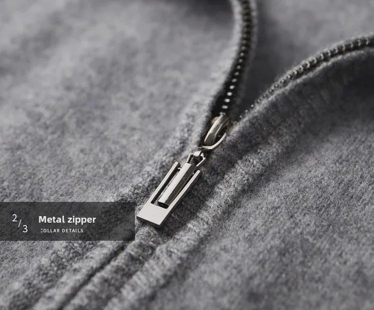 Men's 100% Wool Zipper Cardigan - 2024 Autumn/Winter Double-Sided Thick Jacket