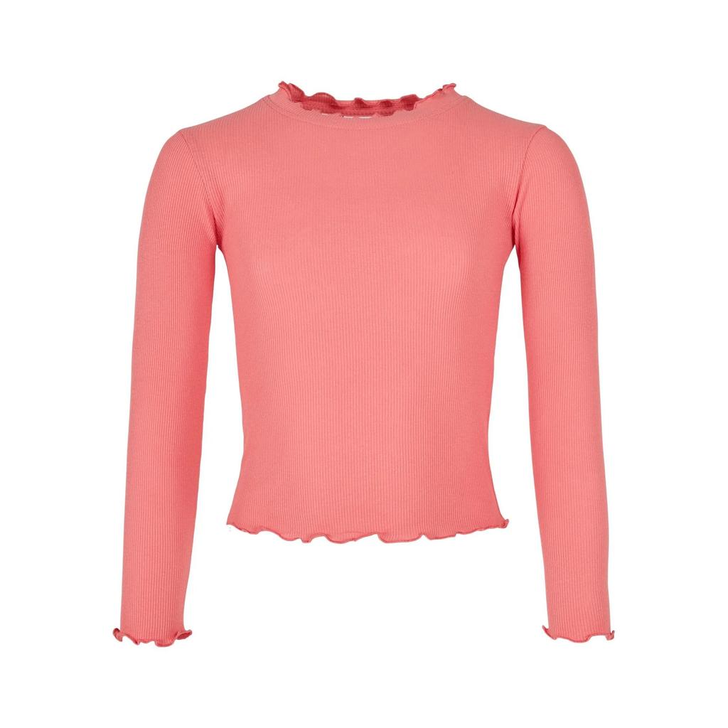 Urban Classics Girls Short Ribbed Long-Sleeved T-Shirt