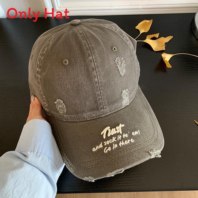 Vintage Style Cotton Baseball Cap With Embroidered Letters For Women Spring Summer Sun Protection
