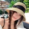 French Hepburn Style Elegant Straw Hat Women's Summer Big Brim Showing Face Small Seaside Vacation Sunshade Sun Hat