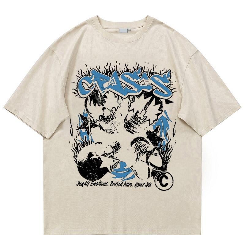 Gothic Unisexs Tshirt oversized cotton skull print Y2k top street Harajuku graphic Korean fashion shortsleeved aesthetic clothing