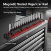 Magnetic Socket Organizer Rack With Strong Magnetic Base And Adjustable Slider For Garage Workshop