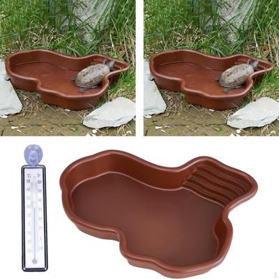 Reptile Bathing Dish Pool Feeding Habitat Decor Turtle Water for Snake Bearded