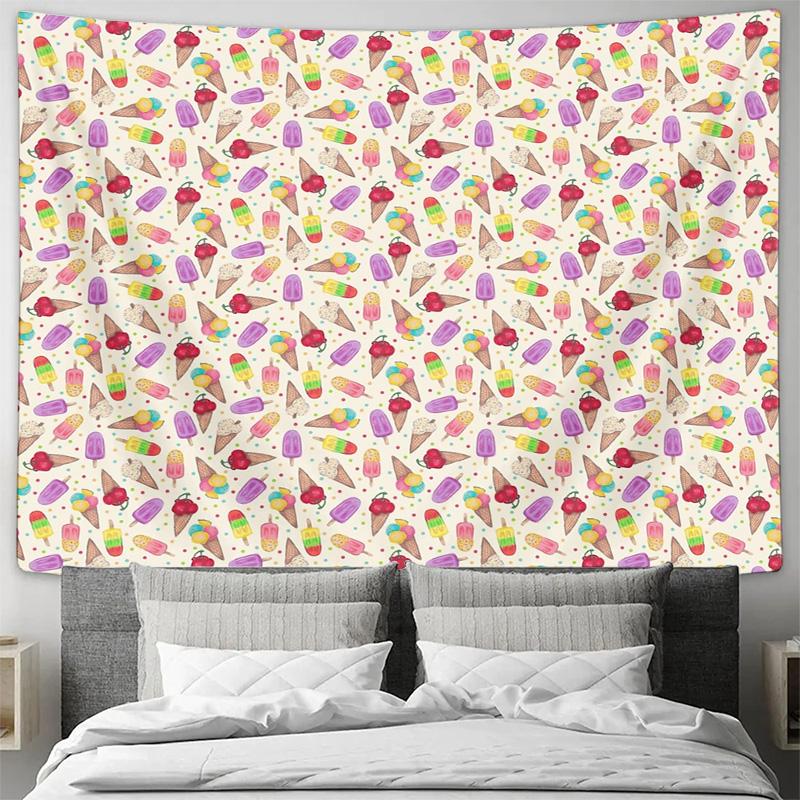 Ice Cream Tapestry Wall Hanging Aesthetic Room Decor Dorm Wall Art Cute Foodie Backdrop Home Decoration Gift Trendy Decor