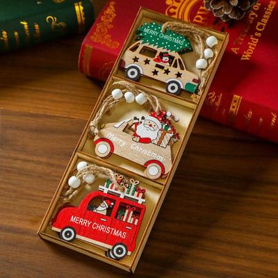 Wooden Cartoon Christmas Tree Ornaments