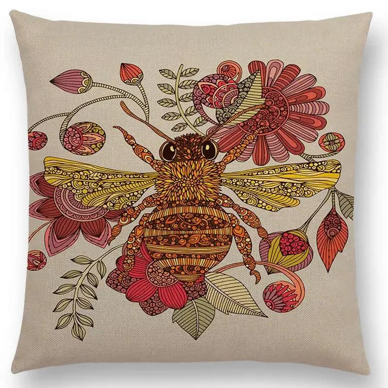 Hinduism Style Cushion Cover Mandalas Floral Animals Flower Deer Elephant Whale Bee Pig Pangolin Squirrel Frog Sofa Pillow Case