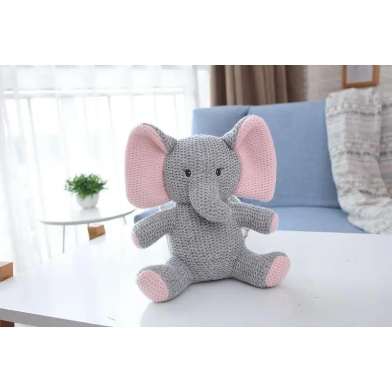 Korea Ins Rabbit Elephant Unicorn Plush Toy Bell Cute Baby Soothing Doll Knitted High Quality Gift For Kids