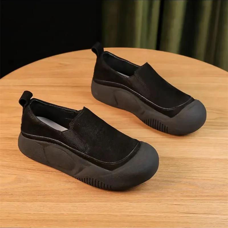 Retro Thick Sole Casual Single Shoes  Autumn New Women's Shoes Comfortable Soft Vulcanized Shoes Platform Sneakers