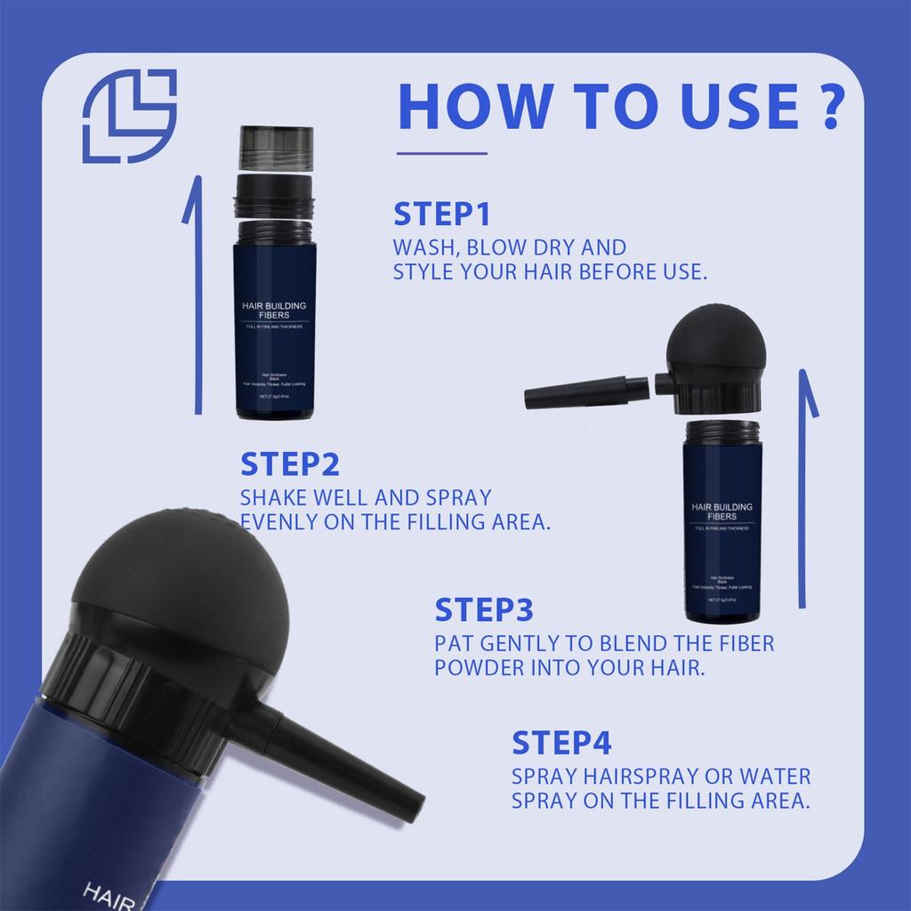 Zestaw pudrów do włókien włosów (1 szt) Wypełnia problem cienkich i przerzedzonych włosów, natychmiastowo zagęszczając i zwiększając objętość włosów za pomocą głowicy natryskowej