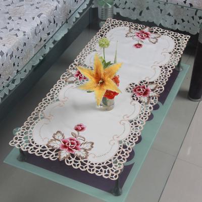 Spitze, rechteckig, mit Blumenmuster, Satinstoff, bestickt, Cutwork-Tischdecke, Heimdekoration, UK