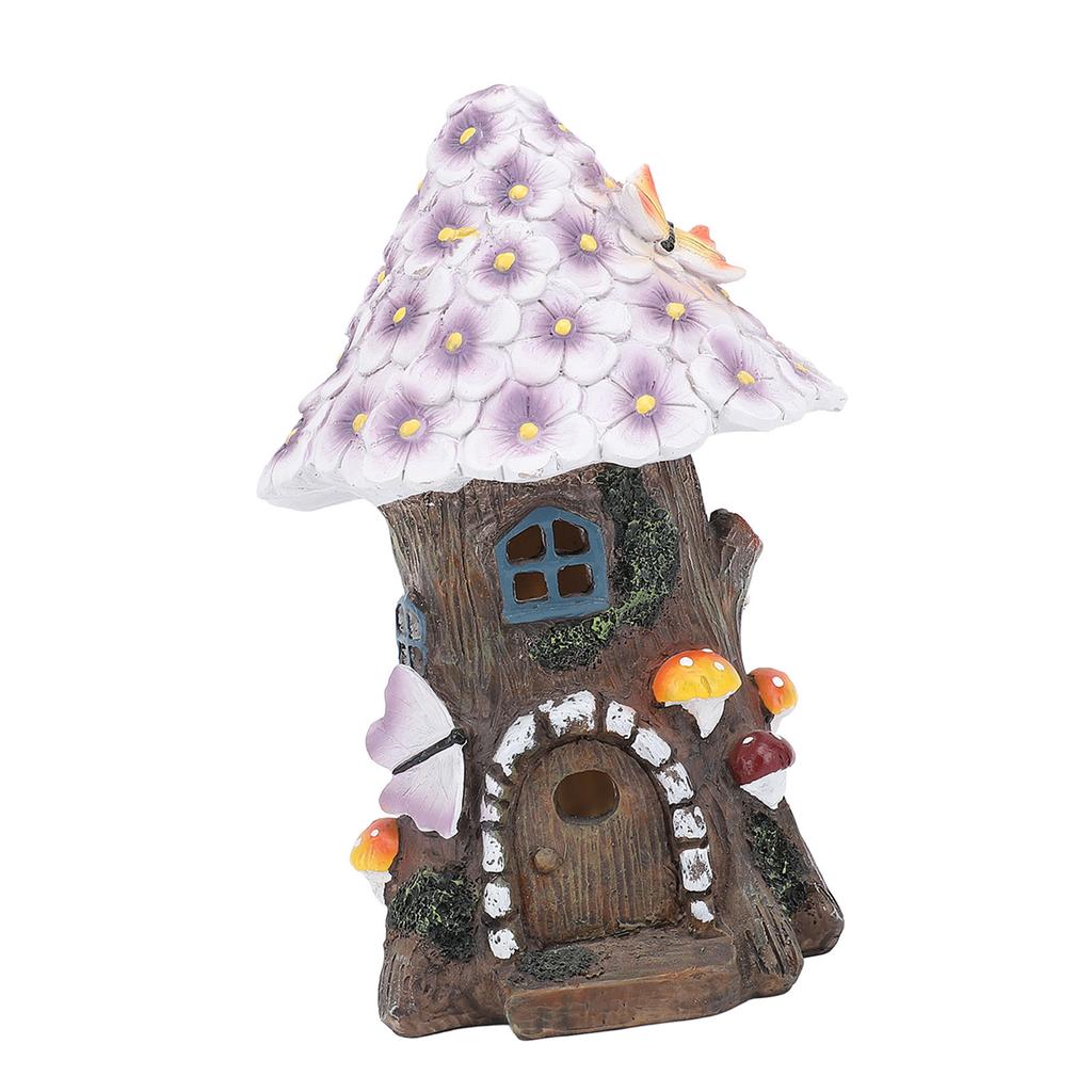 Flower House Statue Solar Light Yard Lawn Ornament Decoration Solar Mushroom House Statue Light for 