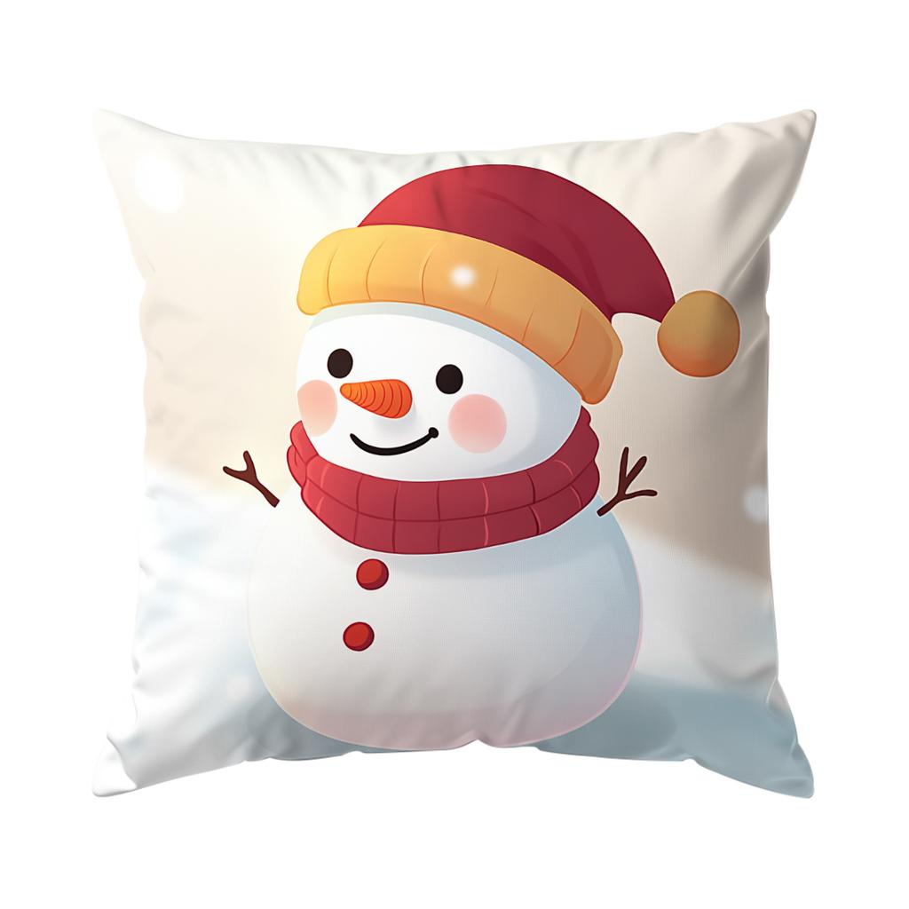 Christmas Cushion Pillowcase Printed Polyester 45X45Cm Throw Pillowcover Decorative Sofa Cushion Pillowslip Home Decor