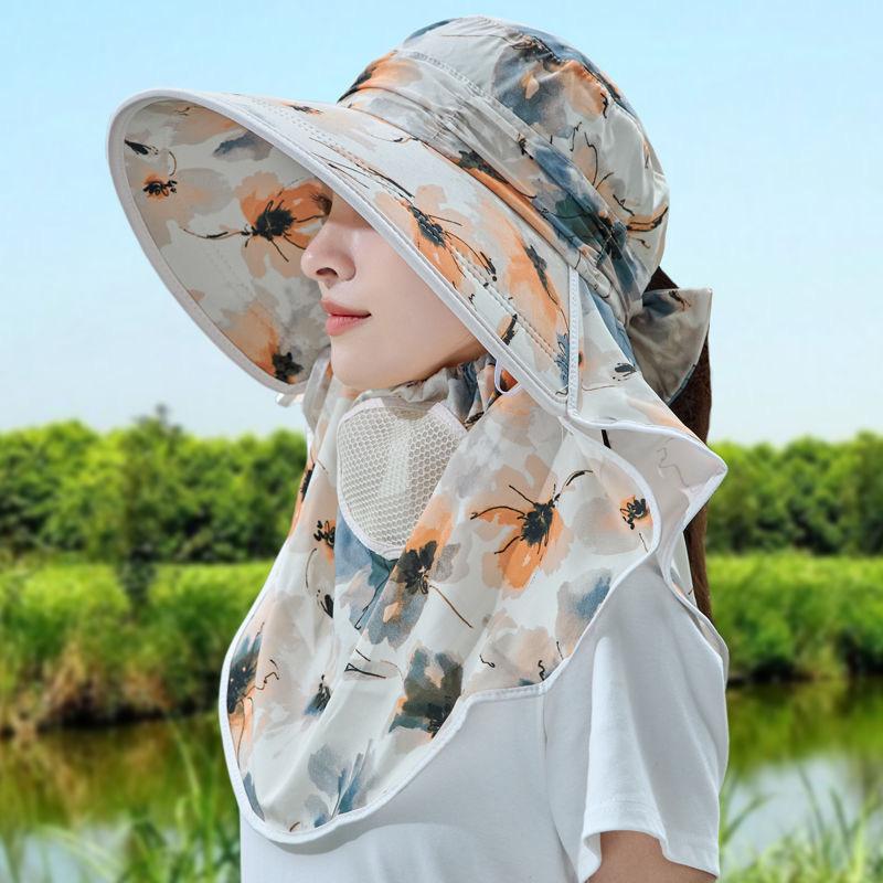 Cappello da Sole Estivo per la Raccolta del Tè Cappello Parasole Maschera Facciale da Donna Protezione UV Cappello da Sole da Uomo per Ciclismo Lavoro Modelli da Donna
