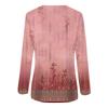 Women's Fashion Casual Long Sleeve Print Round Neck Pullover Top Blouse