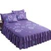 Double Layer Ruffled Bedroom Solid/Flower Pattern Cotton Bed Skirt Coverlets Elastic Tight Dust Cover Bedding