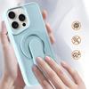 For Magsafe Magnetic Push Pull Holder Ring Luxury Solid Color Phone Case For iPhone 16 Pro Max 14 11 12 13 15 Pro Max Back Cover