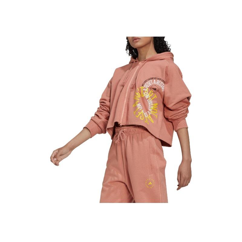 adidas Logo Print Hooded Drawstring Jacket Women Outerwear Pink IB5891