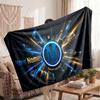 Olympique Marseille FC Personalized Fleece Blanket With Football Logo, Custom Name Text Soft Warm Home Throw Blanket
