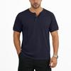 Men's Summer Short Sleeve Henley Shirt Ribbed Texture Button Front Casual Breathable Lightweight T-Shirt