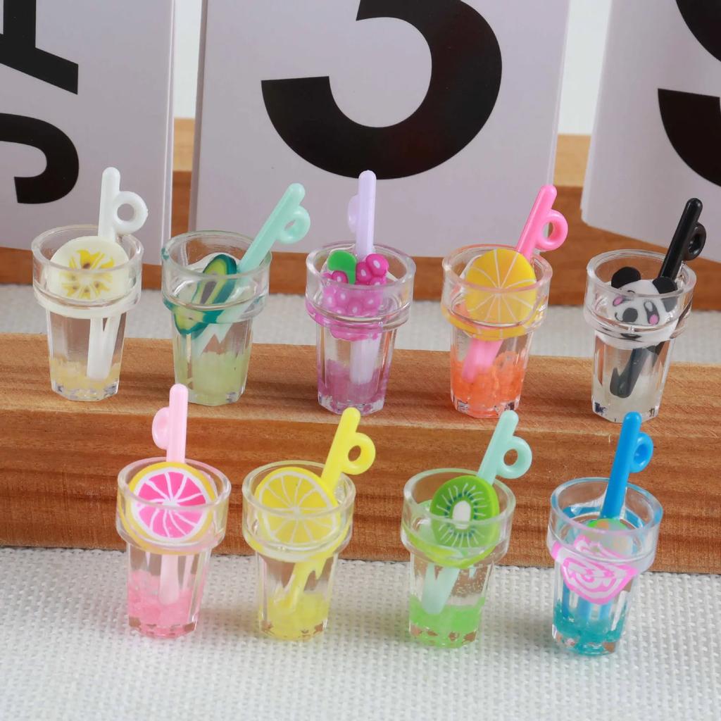 10 Stück Mix Stile Sommer Glas Wunschflasche Milchteetasse Ohrringanhänger DIY Schlüsselanhänger Halskettenanhänger Schmuckherstellung