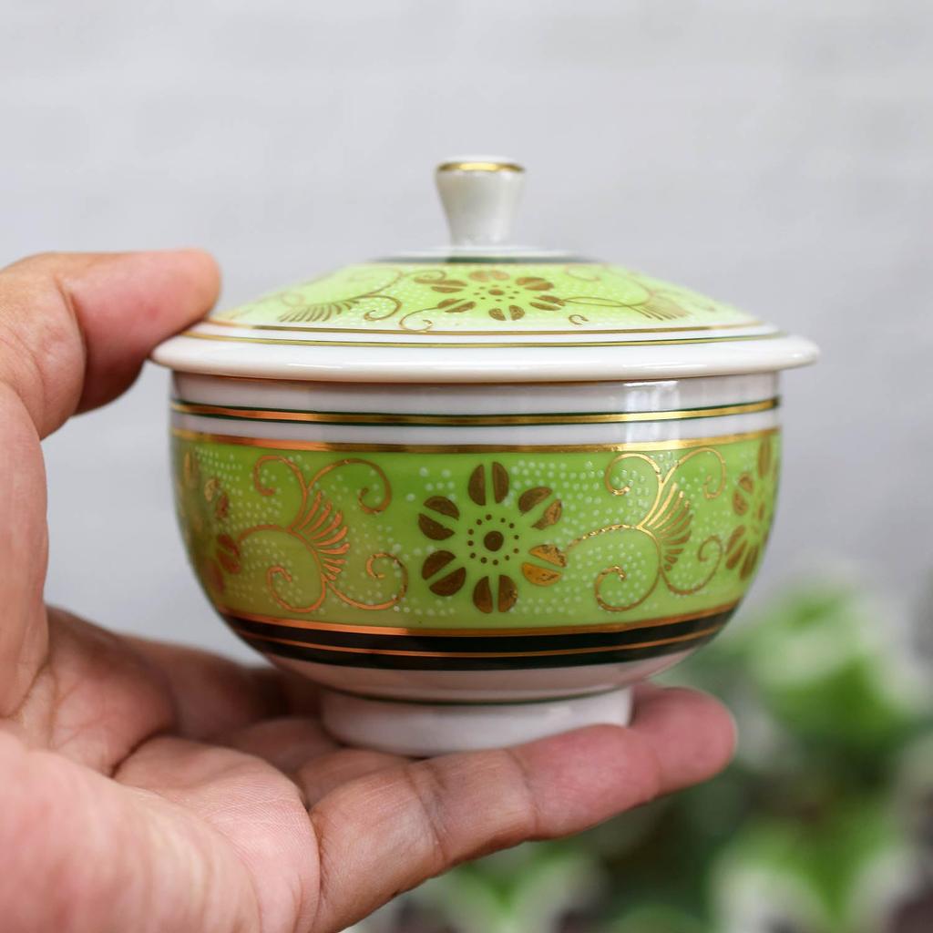 Stylish Kutani Teacup with Set of White Grain Yellow for Luxury Japanese Tableware Teacup, Ware, Lid, Teacup, 5, Iron, Green, Guests,