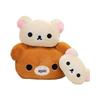Rilakkuma Bear Backrest Pillow with Doll - Perfect for Dorm Rooms, Birthdays, and Bedroom Decor.