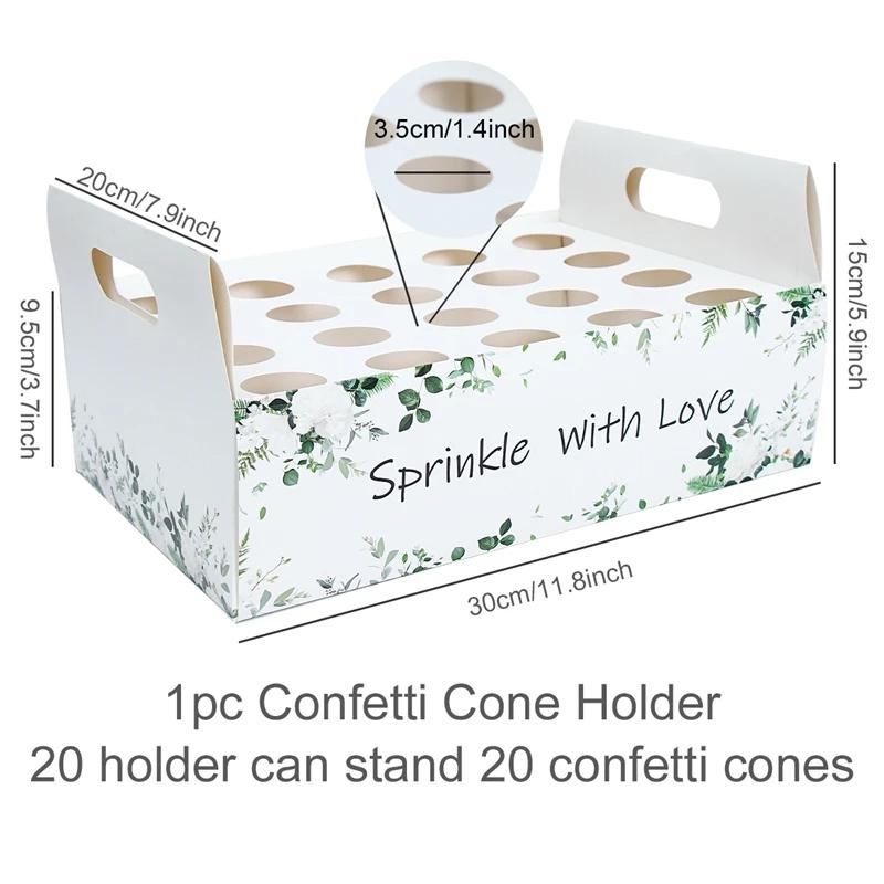 Kraft Paper Wedding Confetti Cone Holder Support Wedding Party Decor Supplies Confetti Cones Stand Box Tray Wedding Paper Cone