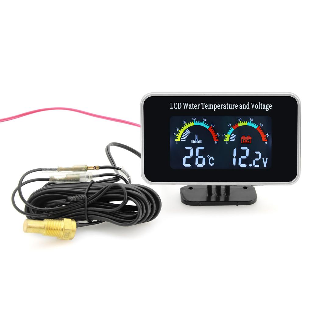 AD Waterproof LCD Digital Car Truck Voltmeter Water Temp Gauge Temperature Sensor 10mm Temperature Volt Meter 12v Voltage