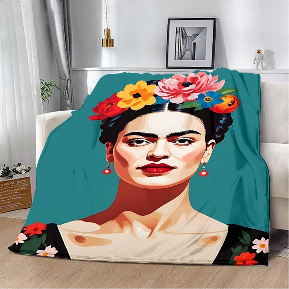 Cartoon F-Frida Printed Blanket Picnic Blankets Warm Blanket Soft and Comfortable Blanket Home Travel Birthday Gift