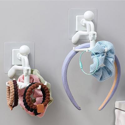 1 Set Hanging Hook Wall Mounted Rotating Hanger Hook with 6 Hooks Punch Free Self-adhesive Storage Hook for Kitchen Bathroom