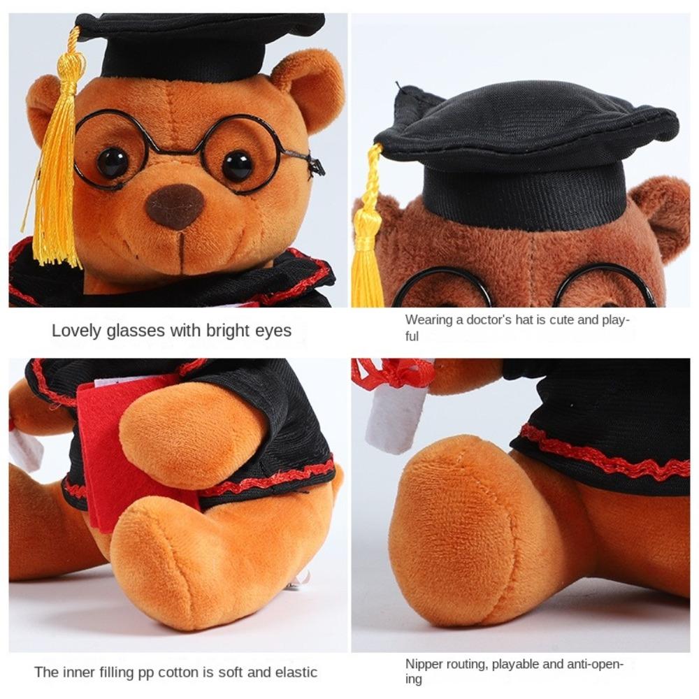18/23cm Cartoon Lovely Bear Glasses Bear Stuffed Plush Toy Graduation Bear Doll  Kindergarten Gift