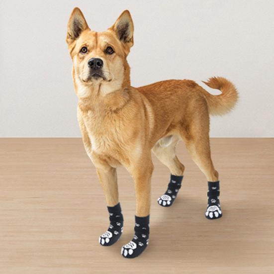 4Pcs Dog Socks Super Soft Fastener Tape Non-Slip Breathable Easy-wearing Decorative Cotton