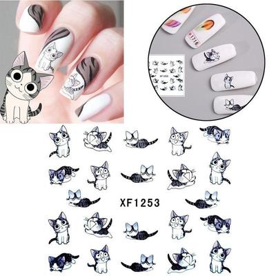 Cat Pattern Cartoon Stickers Nail Art Water DecalsTransfer Stickersing Whole Sheet Manicure Decoration Girl Fashion Nails Tools