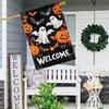 Welcome Halloween Double-Sided Garden Flag  Polyester Outdoor Lawn Decoration with Ghosts, Pumpkins, and Bats - No Electricity Needed