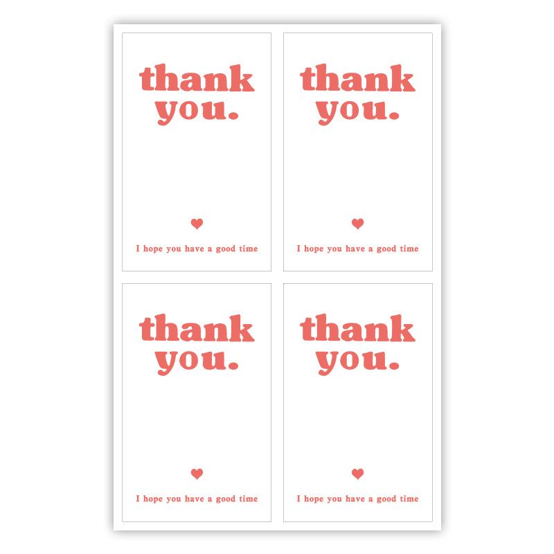 Simple White Rectangular 'Thank You' Stickers for Gift Box and Packaging Decoration