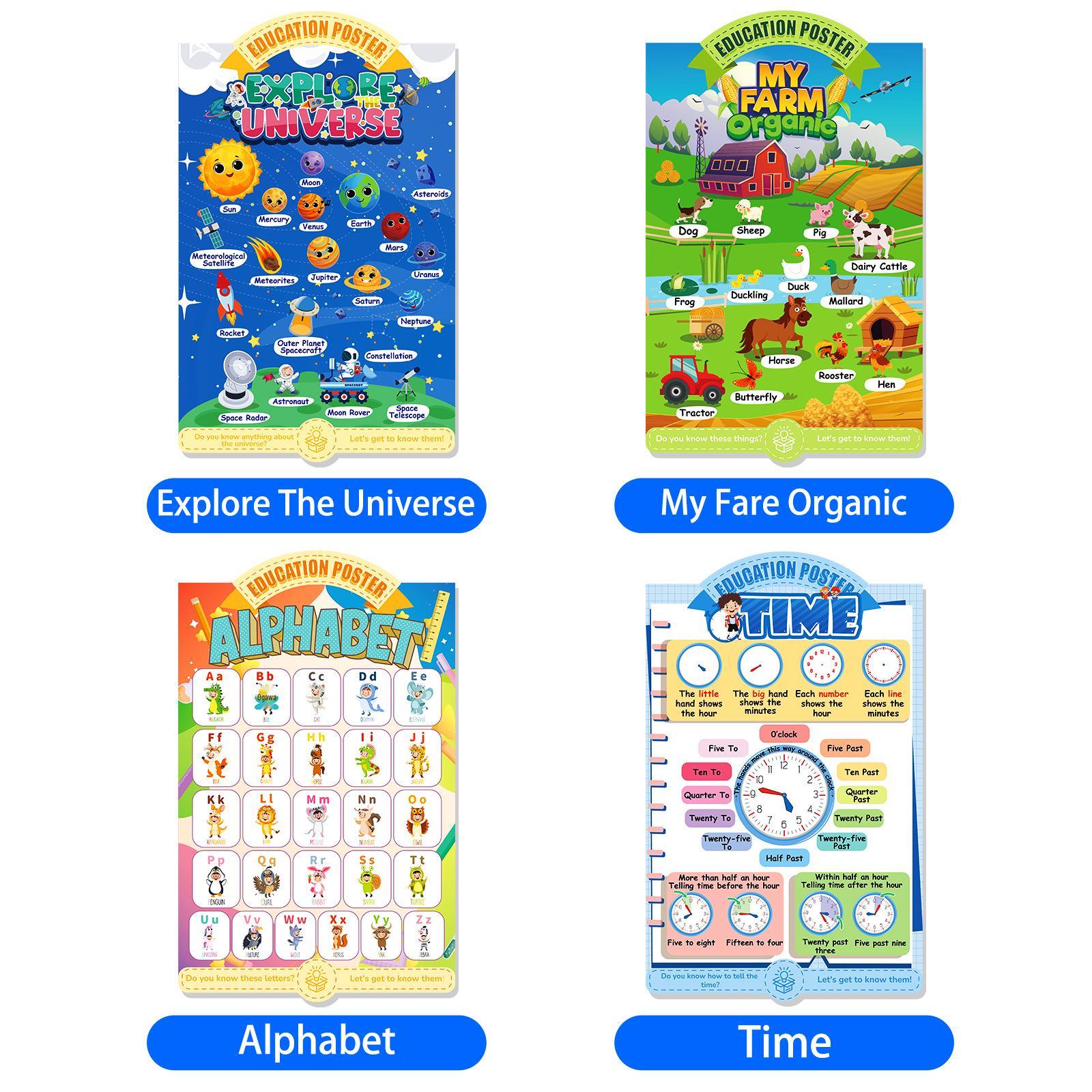 

16 Образовательных настенных плакатов на английском языке для ранней грамотности: Мультяшные плакаты для раннего развития детей