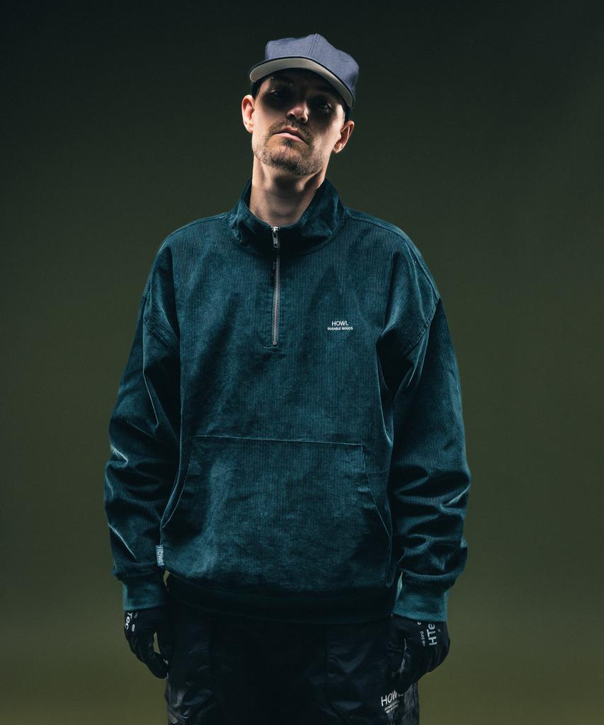 HOWL SUPPLY Corduroy Half Zip Green 25/26