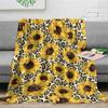 1pc Sunflower & Leopard Print Flannel Blanket - Soft, Warm, All-Season Cover for Couch, Office, or Christmas Gift, Machine Washa