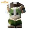 Children's T-Shirt Cute Cat Graphic Girl Round Neck Kids Clothes Fashion Summer Top
