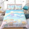 C-Cinnamoroll Süßes Bettbezug-Set Heimstil Bettwäsche Weiche Baumwolle Bett 3-teiliges Set Studentenwohnheim Geschenk