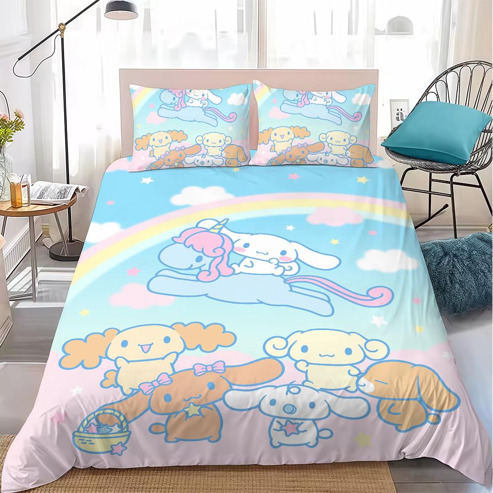 

C-Cinnamoroll Cute Duvet Cover Set Home Style Bedding Soft Laundry Cotton Bed 3 Piece Set Student Dormitory Gift 135x200cm