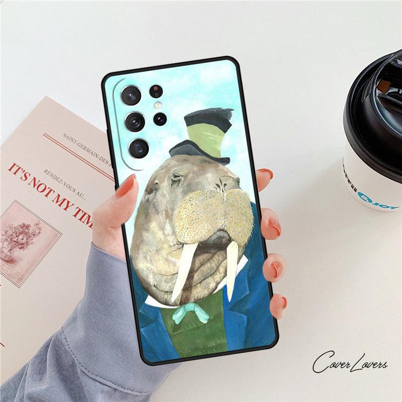Cute Walrus Phone Case For Samsung Galaxy S24 S25 S23 S22 Ultra Note 10 20 Plus S20 S21 FE Cover