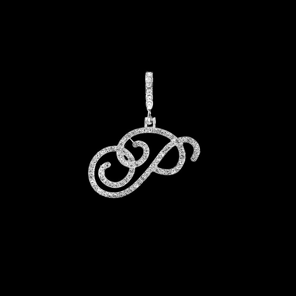 Collana Pendente Lettera Iniziale Z in Corsivo con Zirconi alla Moda per Donna Collana con Cordino Alfabeto in Cristallo Lucido Gioielli Hip Hop
