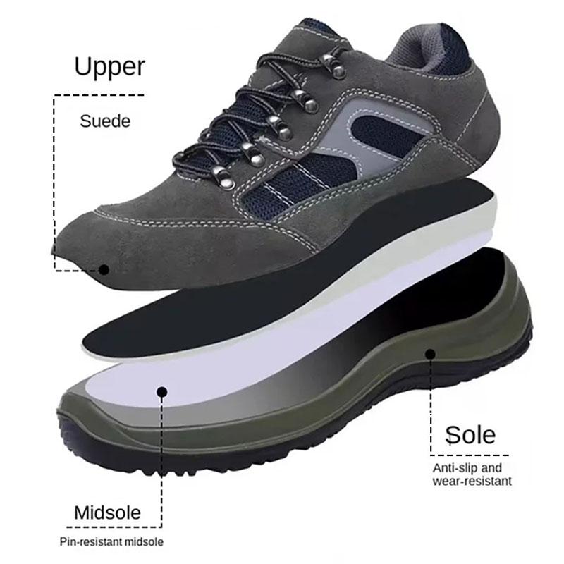 Oulylan Outdoor Anti Puncture Safety Boots for Men Odor Proof Breathable Labor Shoes Male Non-skid Lace Up Work Sneakers