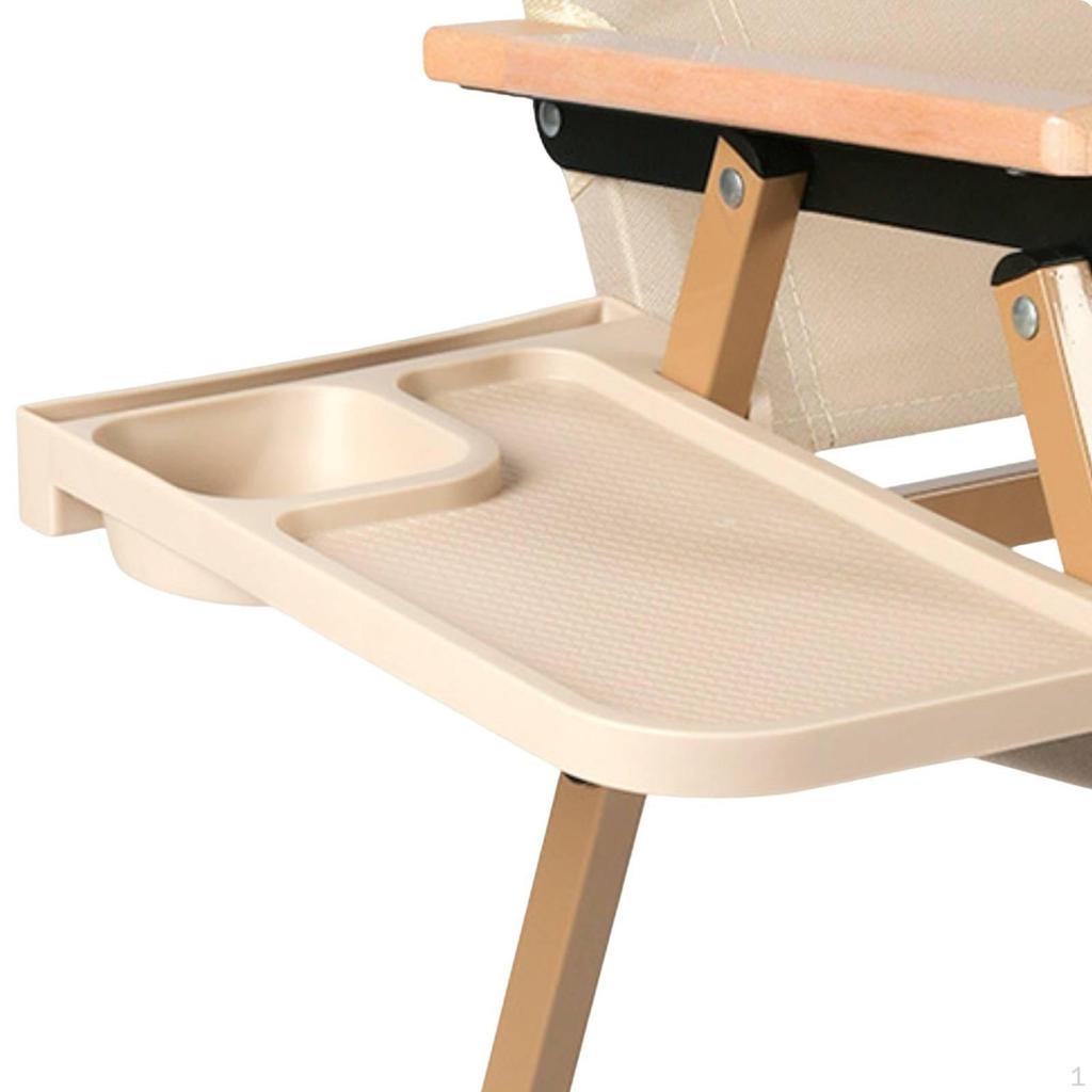 Camping Chair Cup Holder Tray Simple Attachable Folding Side Table for Outdoor, Fishing Beige